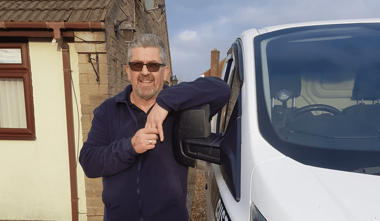 cropped picture of andy with his van